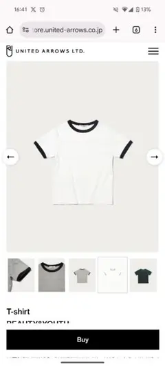 BEAUTY&YOUTH ホワイト/ブラック Tシャツ