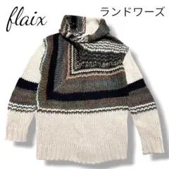 【flaix】 ランドワーズ　ニット　セーター　チュニック　カラフル　ホワイト