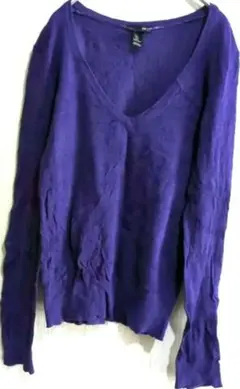 美品✨H&M 紫色 Vネック 長袖セーター 【S】レディース