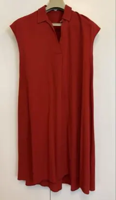 Simplicite シンプリシテ スキッパー フレンチスリーブ ワンピース 赤