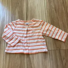petit bateau オレンジと白のストライプカーディガン 12m
