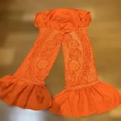 オレンジ色 着付け小物 レース付き　帯揚げ
