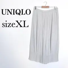 UNIQLO シフォンプリーツスカートパンツ　ワイド　ナチュラル【XL】総ゴム