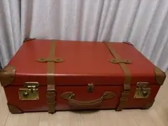 GLOBE-TROTTER キャリーケース レッド×ブラウン　レザーベルトのサムネイル