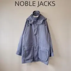 【NOBLE JACKS】M　くすみ系紺　フード付ブルゾン　アウター　ジャケット