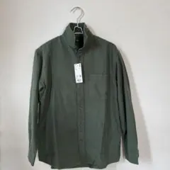 《新品》UNIQLOフランネルスタンドカラーシャツSオリーブカーキ