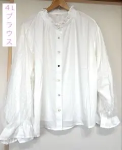 袖レースのブラウス、４L