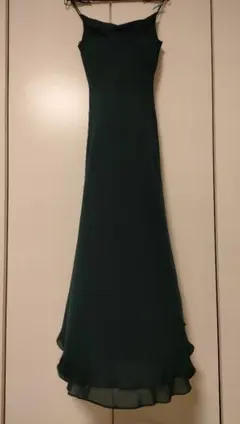 値下げ！ダークグリーン ノースリーブ ロングドレス　クリーニング済み！