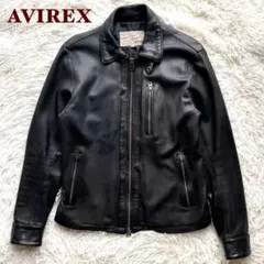 人気✨AVIREX レザージャケット　シングルライダース　本革　ブラック　M