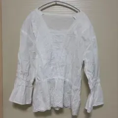 【B:MING by BEAMS】コットンレースブラウス ホワイト