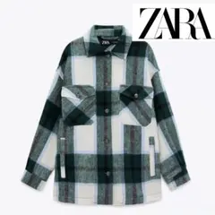 ZARA チェック柄フリースジャケット XS