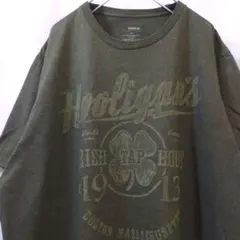 Hooligan's ロゴTシャツ パブT XLT カーキ USA古着のサムネイル