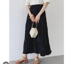 AMERICAN HOLIC 丈違いランダムプリーツスカート　ドット M