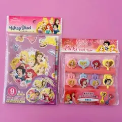 ディズニープリンセス　おにぎり用ラップシート　フォークピックス　おにぎりラップ