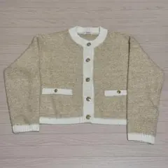 【USED品】LOWRYS FARM ツイードカーディガン ロングスリーブ