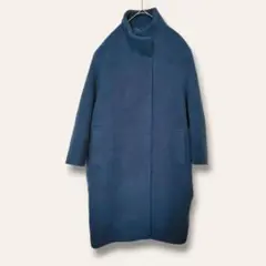 【23区】ダブルクロスベロアスタンドカラー　ブルー　30　小さいサイズ　上品のサムネイル
