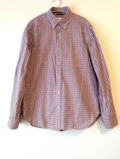メンズ 長袖シャツ　チェック柄　赤✕紺✕白　М