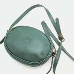 IL BISONTEレ ロゴ型押し ショルダーバッグ　ポシェット　グリーン