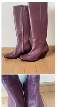 【untishold】レザーウェッジヒールショートブーツのサムネイル