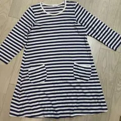 マリメッコ　marimekkoのボーダーコットン天竺Aラインワンピース