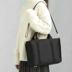 美品◆MARCO BIANCHINI牛革ボックス2WAYバッグ　バッグインバッグ