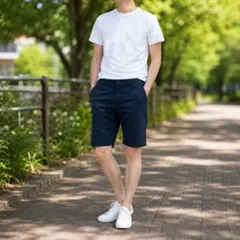 ZARA MAN ザラ メンズ ハーフパンツ ネイビー ショートパンツ コットンのサムネイル