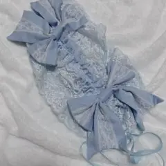 水色リボン付きレースヘッドドレス