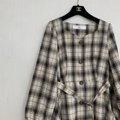 美品✨ トッコ クローゼット チェック柄 ワンピース ウエストリボン フレア