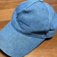 Champion デニム調 ロゴ刺繍 キャップ ブルー 58cm コットン100のサムネイル