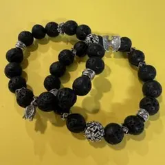 溶岩石 ラバストーンブレスレット内径16cm、17.5cm セット