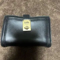 コーチ　黒　ブラウン　レザー　二つ折り財布　ウィメンズ