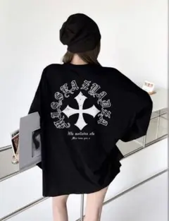 ブラック長袖 ロングTシャツ
