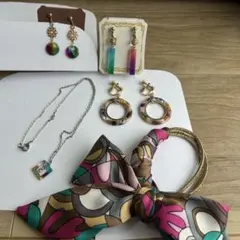 ハンドメイド アクセサリー セット イヤリング ネックレス　5点