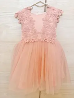 【美品】ベビー ドレス レース チュールドレス　ピンク　90