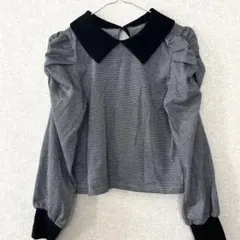 【美品】フリル付き チェック柄 ガーリートップス