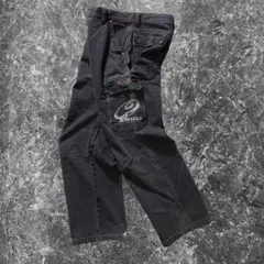 00s y2k Piko 刺繍 ギミック ワイド デニム パンツ ブラック