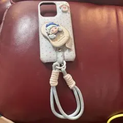 水色ドット柄iPhone15pro max ケース