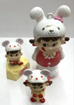 不二家 ペコちゃん ポコちゃん フィギュア 3個セット 干支 ねずみ年