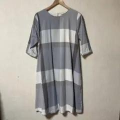 新品　cloudnine pure... 麻綿 大判チェック ワンピース M〜L