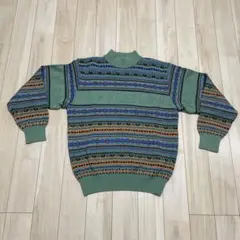 グリーン柄セーター M