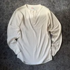 Hanes70sヴィンテージサーマル クリーム色 Lサイズ 長袖カットソー 