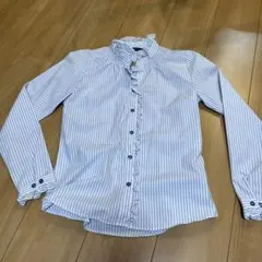 BRICK HOUSE ストライプフリル長袖シャツ S