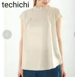 新品　タグ付　techichi テチチ　箔プリント　シャイニーブラウス　フリル襟のサムネイル