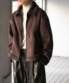 SENSE OF PLACE フェイクムートンボアジップブルゾン