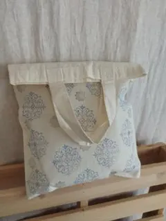 新品 インド コットン ミニトートバッグ ブロックプリント エスニック◎