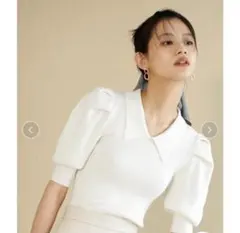 SNIDEL コントラストスリーブニットプルオーバー カットソー