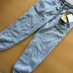 プリント入りパンツ 130cm グレー裏起毛