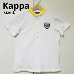 Kappa カッパ 半袖ポロシャツ 胸元刺繍ワッペン ボタンダウン フリル袖 L