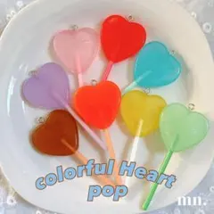 【1つ40円】デコレーションパーツ　キーホルダー　　キャンディ　ハート　カラフル