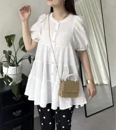 美品 prose verseパールボタン ブラウス 体型カバー